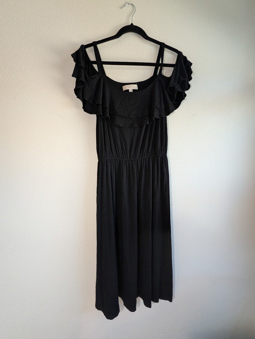 Loft Off The Shoulder Ruffle Midi Dress